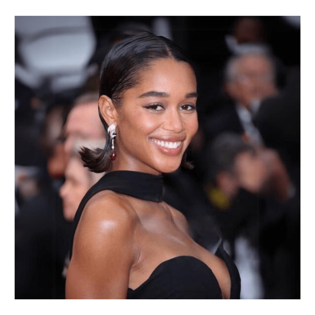 woman wearing a black bridal scarf smiling at the camera